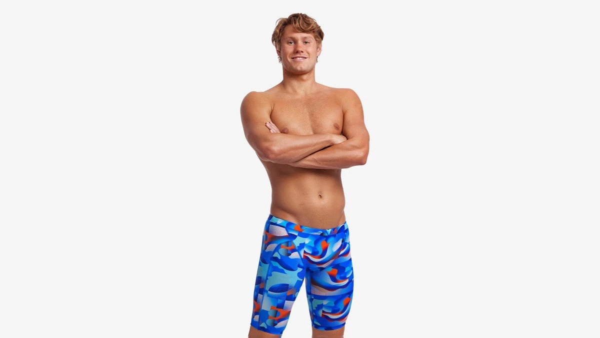 Funky Trunks Mens Training Jammers - Battle Blue 1 Funky Trunks Mens Training Jammers - Battle Blue
