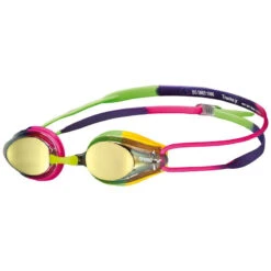 Arena Tracks Junior Mirror Goggles - Violet Fuchsia Green