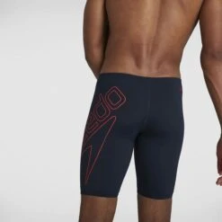 Speedo Mens Boom Logo Placement Jammer - True Navy Dragonfire Orange -Swimming Equipment Sale 8 12416F889 6