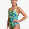 Funkita Girls Diamond Back One Piece - Blizzard Blitz