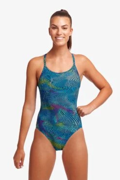 Funkita Ladies Diamond Back One Piece - Wires Crossed -Swimming Equipment Sale FS11L WIRES CROSSED 16