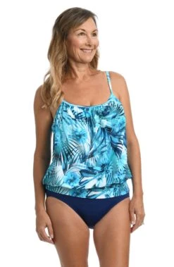 Indigo Palms Blouson Tankini Top *FINAL SALE* 5 Indigo Palms Blouson Tankini Top *FINAL SALE* -Swimming Equipment Sale MM2AB61 BLU F 2 scaled