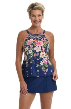Border Blooms High Neck Tankini Top *FINAL SALE*