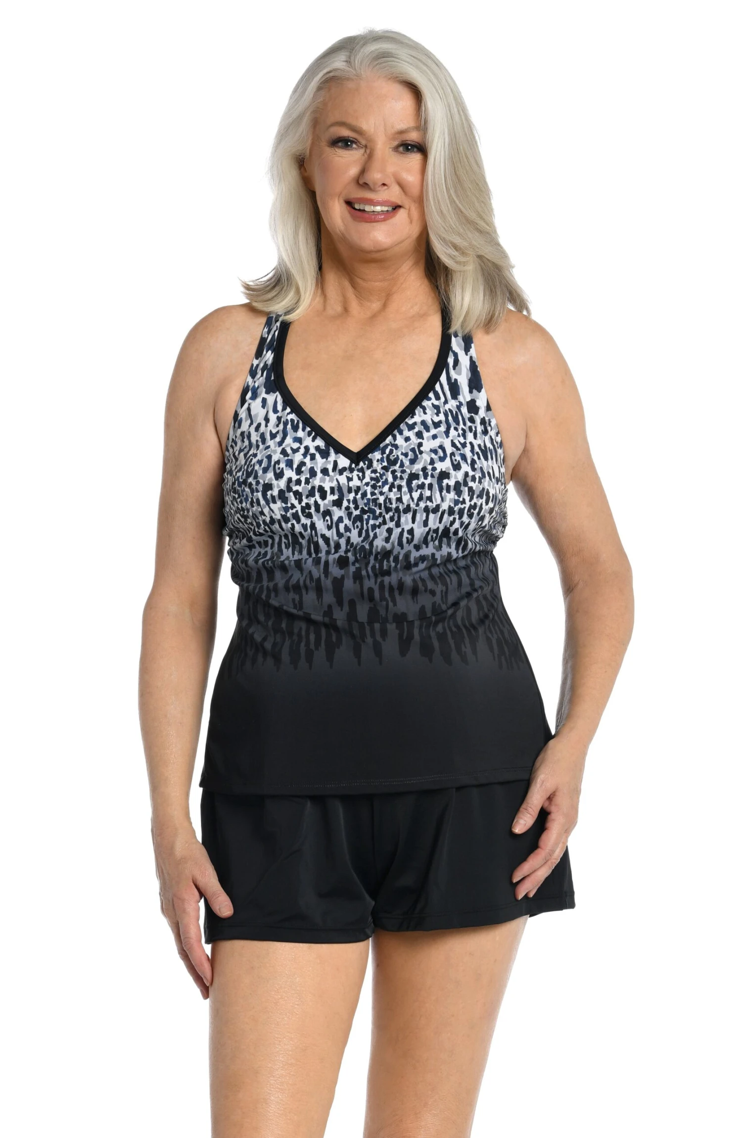 Ombre Animal V-Neck Racer Back Tankini Top - FINAL SALE 1 Ombre Animal V-Neck Racer Back Tankini Top - FINAL SALE