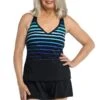 Gradient Stripe V-Neck Racer Back Tankini Top