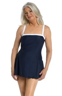 Solid Bandeau Princess Seam Swim Dress One Piece -Swimming Equipment Sale MM3C442 IND F 1 scaled