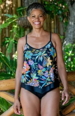 Tulum Tiki Floral Flutter Hem Tankini Top - FINAL SALE -Swimming Equipment Sale MM3C607 BLK Shot 53 Shot 53 000 Web scaled