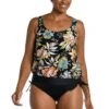 Tulum Tiki Floral Banded Scoop Blouson Tankini Top - FINAL SALE