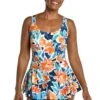 Joyful Blooms Princess Seam Swim Dress One Piece