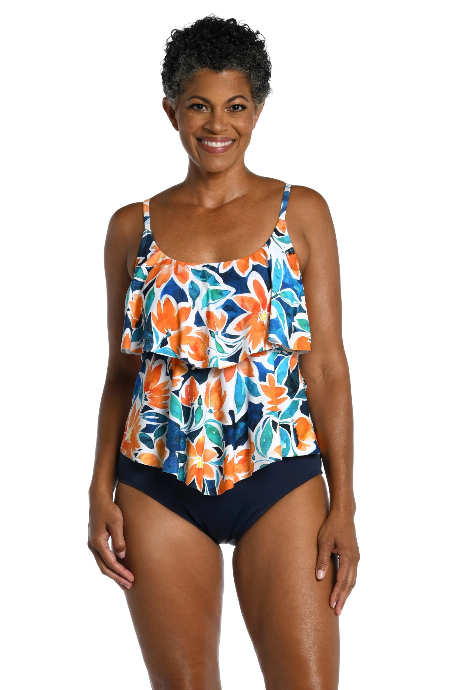 Joyful Blooms Two Tiered Tankini Top 1 Joyful Blooms Two Tiered Tankini Top