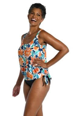 Joyful Blooms Banded Scoop Blouson Tankini Top -Swimming Equipment Sale MM3CA67 MLT F 2 scaled