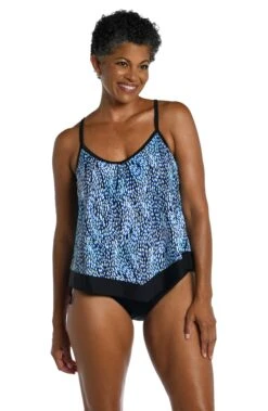 Tidal Wave Flutter Hem Tankini Top