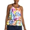 Conga Vines High Neck Tiered Tankini Top