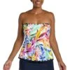 Conga Vines Ruffled Bandeau Tankini Top