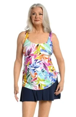 Conga Vines Adjustable Tank Swim Dress One Piece