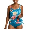 Crafted Botanical Banded Scoop Blouson Tankini Top - FINAL SALE