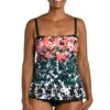 Floating Flowers Ruffled Bandeau Tankini Top