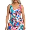 Tropical Abstraction Empire Swim Dress One Piece - FINAL SALE