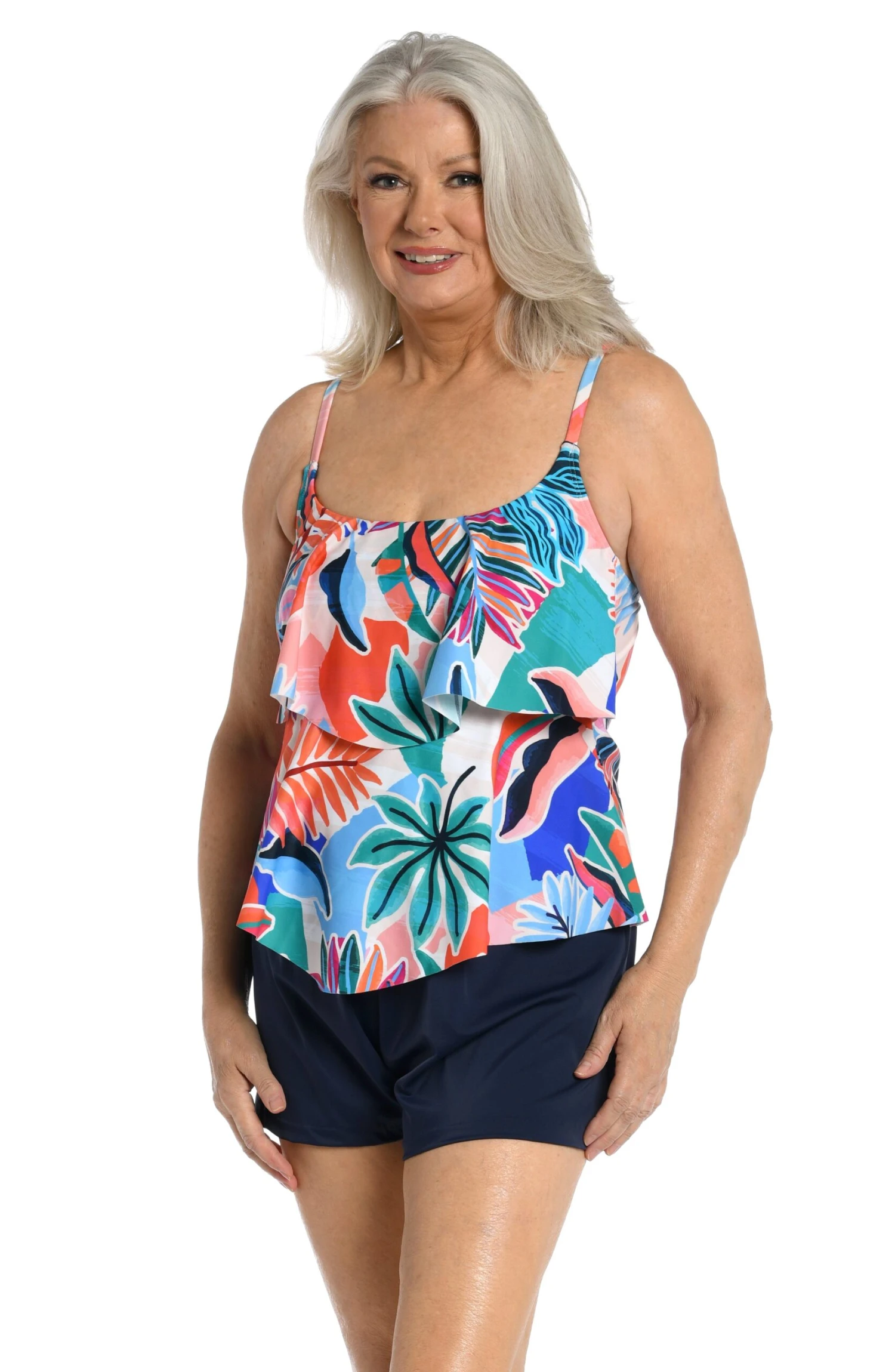 Tropical Abstraction Two Tiered Tankini Top - FINAL SALE 1 Tropical Abstraction Two Tiered Tankini Top - FINAL SALE