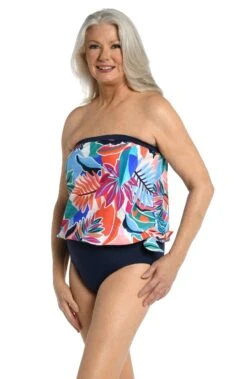 Tropical Abstraction Bandeau Blouson Tankini Top - FINAL SALE -Swimming Equipment Sale MM3CM66 MLT F 2 scaled