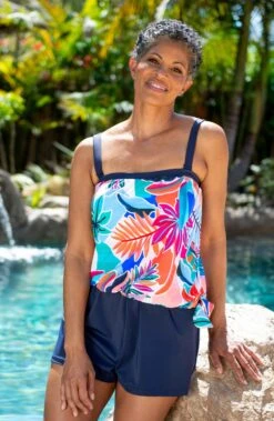 Tropical Abstraction Bandeau Blouson Tankini Top - FINAL SALE -Swimming Equipment Sale MM3CM66 MLT Shot 21 Shot 21 006 Web scaled