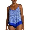 Grecian Tile Flutter Hem Tankini Top