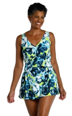 Electric Rose Empire Swim Dress One Piece - FINAL SALE