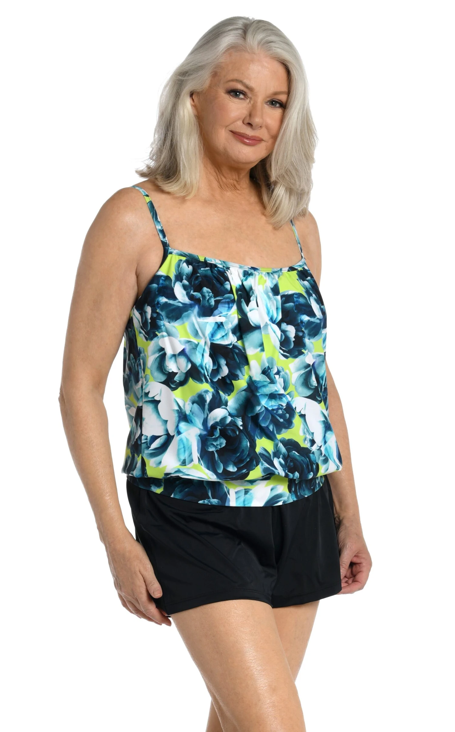 Electric Rose Blouson Underwire Tankini Top - FINAL SALE 1 Electric Rose Blouson Underwire Tankini Top - FINAL SALE