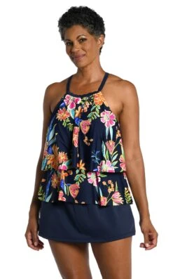 Mystic Garden High Neck Tankini Top