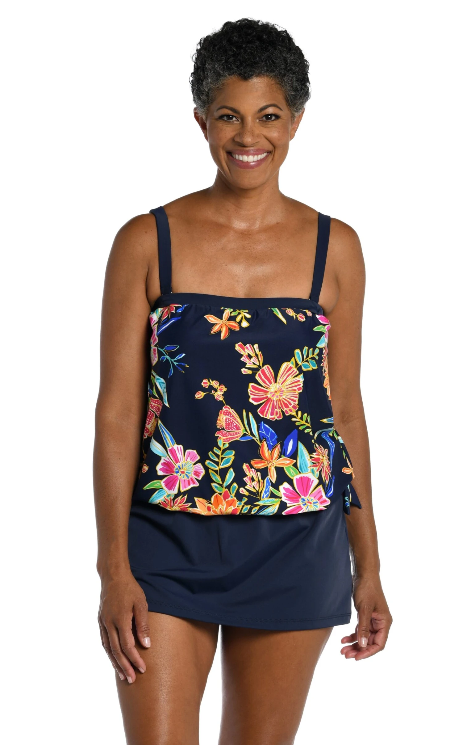Mystic Garden Bandeau Blouson Tankini Top
