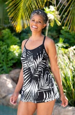 Shadow Palms Scoop Neck Swim Dress One Piece - FINAL SALE -Swimming Equipment Sale MM3CT23 BLK Shot 08 Shot 08 019 Web scaled