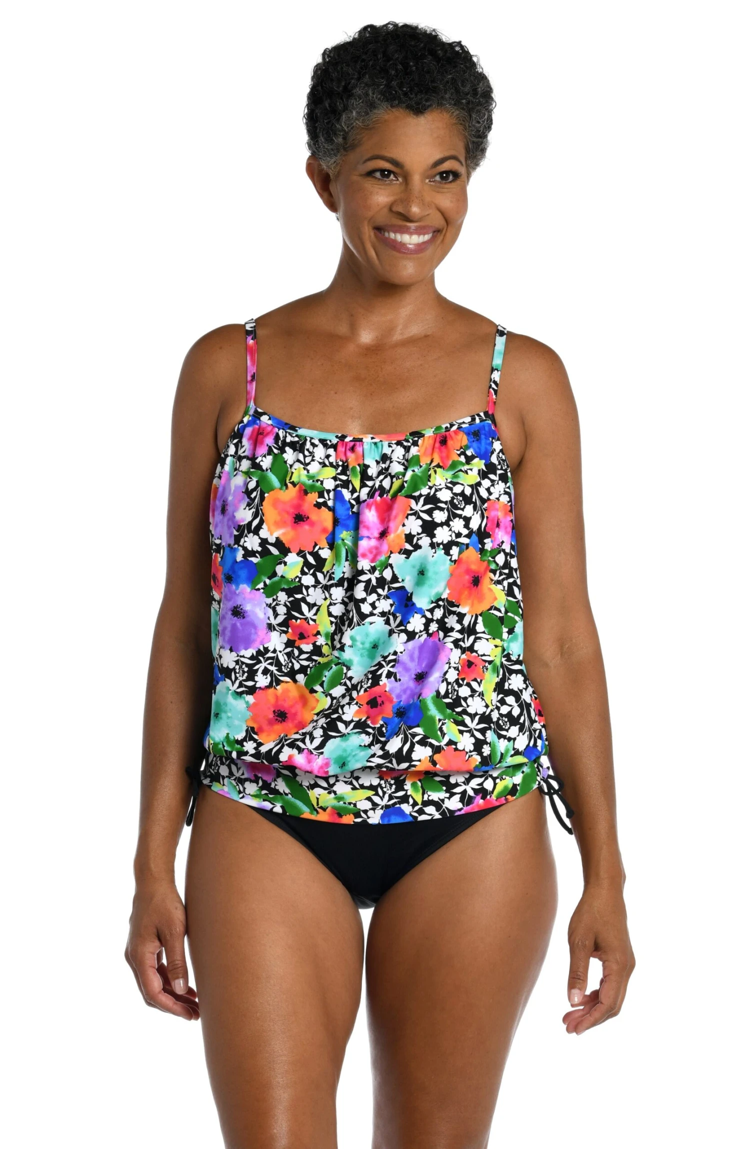 Pop Petals Blouson Underwire Tankini Top - FINAL SALE 1 Pop Petals Blouson Underwire Tankini Top - FINAL SALE