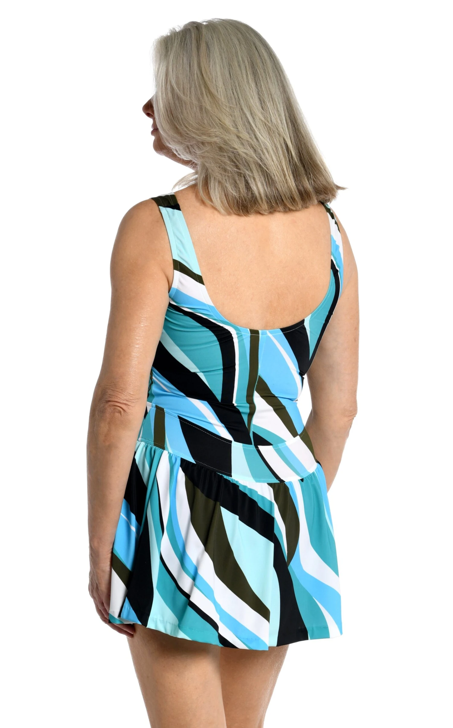 Retro Wave Empire Swim Dress One Piece - FINAL SALE 2 Retro Wave Empire Swim Dress One Piece - FINAL SALE - Image 2