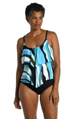 Retro Wave Two Tiered Tankini Top - FINAL SALE