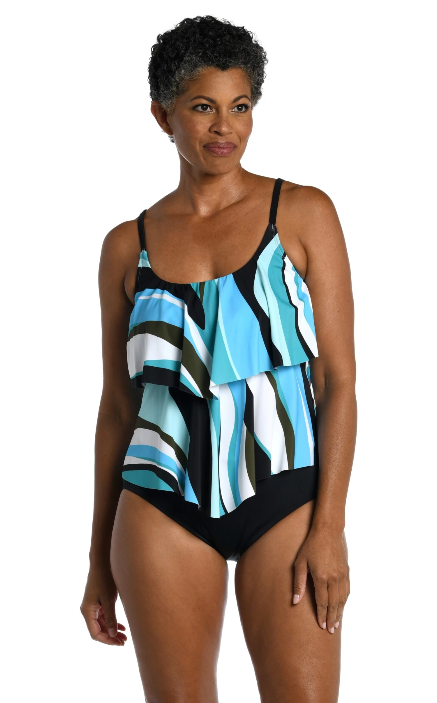 Retro Wave Two Tiered Tankini Top - FINAL SALE 1 Retro Wave Two Tiered Tankini Top - FINAL SALE