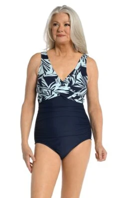 Coastal Palm Wrap Front One Piece