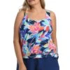 Jungle Vines Banded Scoop Blouson Tankini Top (Plus Size) *FINAL SALE*