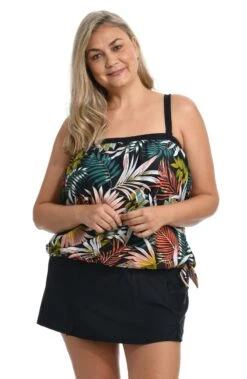 Palms And Fronds Bandeau Blouson Tankini Top (Plus Size) *FINAL SALE* 5 Palms And Fronds Bandeau Blouson Tankini Top (Plus Size) *FINAL SALE* -Swimming Equipment Sale MW2AN66 MLT F 2 scaled