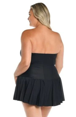 Solid Bandeau Princess Seam Swim Dress One Piece (Plus Size) -Swimming Equipment Sale MW3C442 BLK B 2 scaled