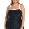 Solid Bandeau Princess Seam Swim Dress One Piece (Plus Size)