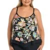 Tulum Tiki Floral Flutter Hem Tankini Top (Plus Size) - FINAL SALE