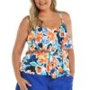 Joyful Blooms Two Tiered Tankini Top (Plus Size)