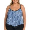 Tidal Wave Flutter Hem Tankini Top (Plus Size)