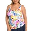 Conga Vines Adjustable Tank Swim Dress One Piece (Plus Size)