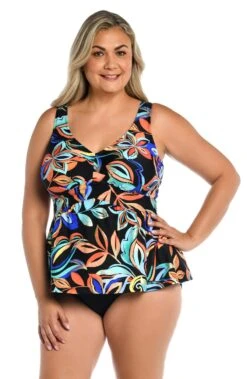 Watercolor Expressions Empire Underwire Tankini Top (Plus Size) - FINAL SALE