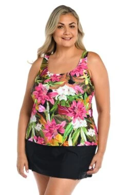 Exotic Jungle Scoop Neck Tankini Top (Plus Size) - FINAL SALE
