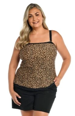 Cougar Ruffled Bandeau Tankini Top (Plus Size) - FINAL SALE