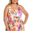 Sunset Bouquet Princess Seam Swim Dress One Piece (Plus Size) - FINAL SALE