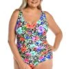 Pop Petals Twist Front One Piece (Plus Size) - FINAL SALE