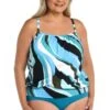 Retro Wave Underwire Blouson Tankini Top (Plus Size) - FINAL SALE